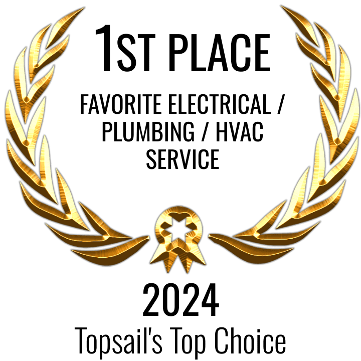 1st Place Favorite Electrical, Plumbing, HVAC Service 2024 Topsail's Top Choice